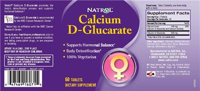 Photo of the Natrol Calcium D-Glucarate label