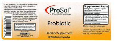 Photo of the ProSol Probiotic label