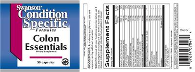 Photo of the Swanson Condition Specific Formulas Colon Essentials label