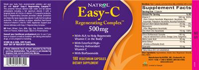 Photo of the Natrol Easy-C 500 mg Regenerating Complex label