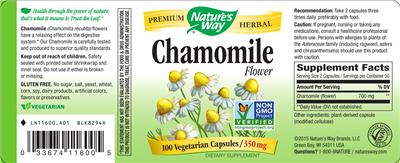 Photo of the Nature's Way Chamomile Flower 350 mg label