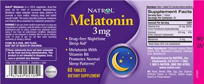 Photo of the Natrol Melatonin 3 mg label
