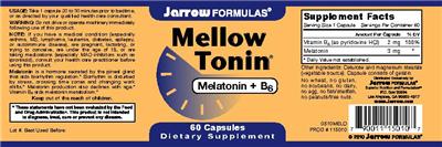 Photo of the Jarrow Formulas Mellow Tonin label