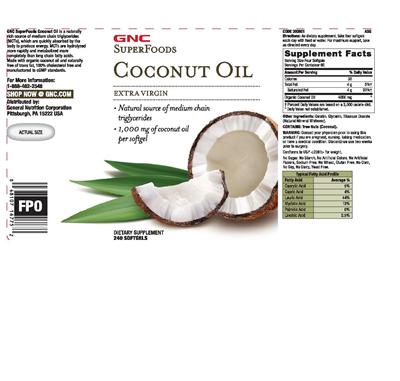 Photo of the GNC SuperFoods Coconut Oil label