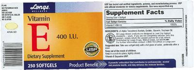 Photo of the Longs Wellness Vitamin E 400 IU label