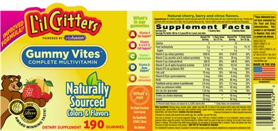 Photo of the L'il Critters Gummy Vites Complete Multivitamin label