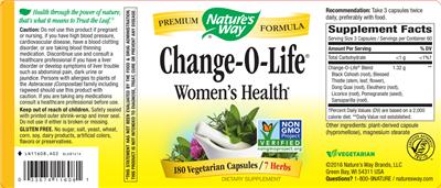 Photo of the Nature's Way Change-O-Life label