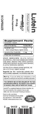 Photo of the Indiana Botanic Gardens Lutein 20 mg label