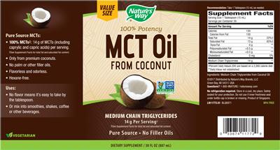 Photo of the Nature's Way MCT Oil from Coconut label