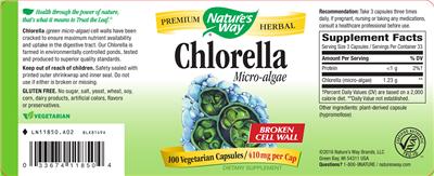 Photo of the Nature's Way Chlorella Micro-Algae label