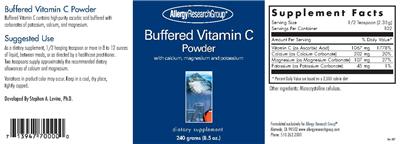 Photo of the Allergy Research Group Buffered Vitamin C Powder label