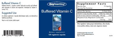 Photo of the Allergy Research Group Buffered Vitamin C label