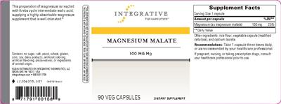 Photo of the Integrative Therapeutics Magnesium Malate 100 mg Mg label