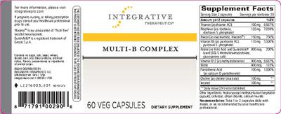 Photo of the Integrative Therapeutics Multi-B Complex label
