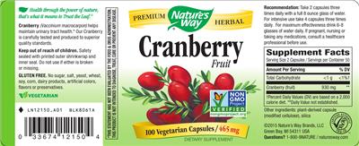 Photo of the Nature's Way Cranberry Fruit 465 mg label