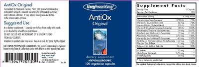 Photo of the Allergy Research Group AntiOx Original label