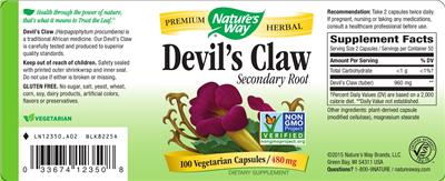 Photo of the Nature's Way Devil's Claw label