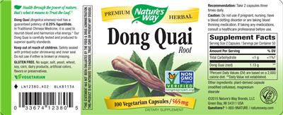 Photo of the Nature's Way Dong Quai Root label