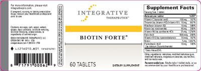 Photo of the Integrative Therapeutics Biotin Forte label