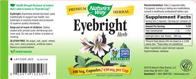 Photo of the Nature's Way Eyebright Herb 430 mg label