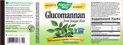 Photo of the Nature's Way Glucomannan From Konjac Root label