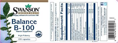 Photo of the Swanson Premium Brand Balance B-100 label