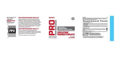 Photo of the GNC Pro Performance Creatine Monohydrate Unflavored label