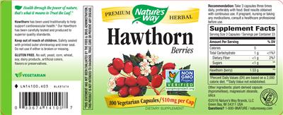 Photo of the Nature's Way Hawthorn Berries label