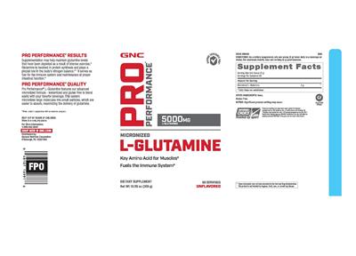 Photo of the GNC Pro Performance Micronized L-Glutamine Unflavored label
