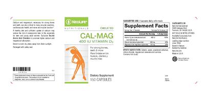 Photo of the NeoLife Nutritionals Cal-Mag 400 IU Vitamin D3 label