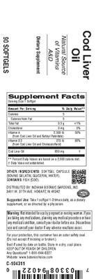 Photo of the Indiana Botanic Gardens Cod Liver Oil label