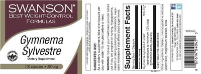 Photo of the Swanson Best Weight-Control Formulas Gymnema Sylvestre 300 mg label