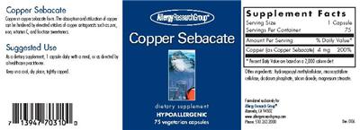 Photo of the Allergy Research Group Copper Sebacate label