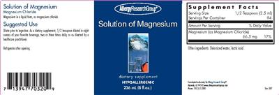 Photo of the Allergy Research Group Solution Of Magnesium label