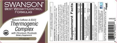 Photo of the Swanson Best Weight-Control Formulas Natural Caffeine & EGCG Thermogenic Complex with Chromium Picolinate label