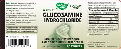 Photo of the Nature's Way Flexmax Glucosamine Hydrochloride label
