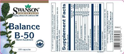 Photo of the Swanson Premium Brand Balance B-50 label