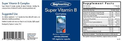 Photo of the Allergy Research Group Super Vitamin B Complex label