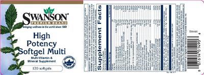 Photo of the Swanson Premium Brand High Potency Softgel Multi label