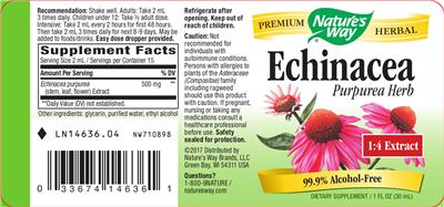 Product label for Echinacea Purpurea Herb 500 mg
