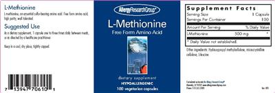 Photo of the Allergy Research Group L-Methionine label