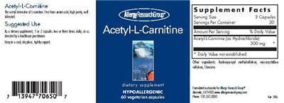 Photo of the Allergy Research Group Acetyl-L-Carnitine label