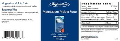 Photo of the Allergy Research Group Magnesium Malate Forte label