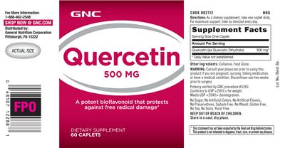Photo of the GNC Quercetin 500 mg label