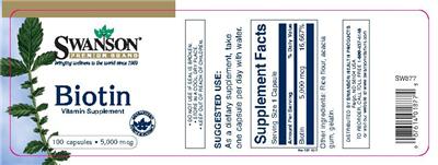 Photo of the Swanson Premium Brand Biotin 5,000 mcg label