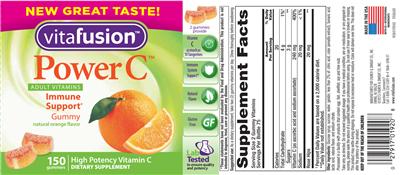 Photo of the vitafusion Power C Adult Vitamins Natural Orange Flavor label