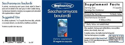 Photo of the Allergy Research Group Saccharomyces Boulardii label