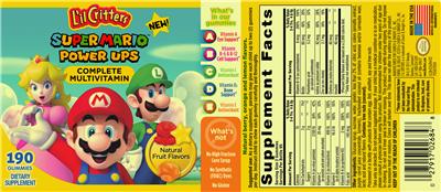 Photo of the L'il Critters Super Mario Power Ups Complete Multivitamin label