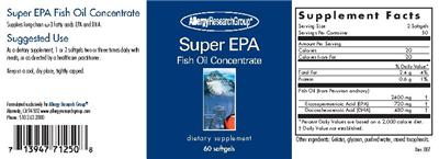 Photo of the Allergy Research Group Super EPA label