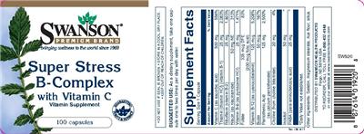 Photo of the Swanson Premium Brand Super Stress B-Complex With Vitamin C label